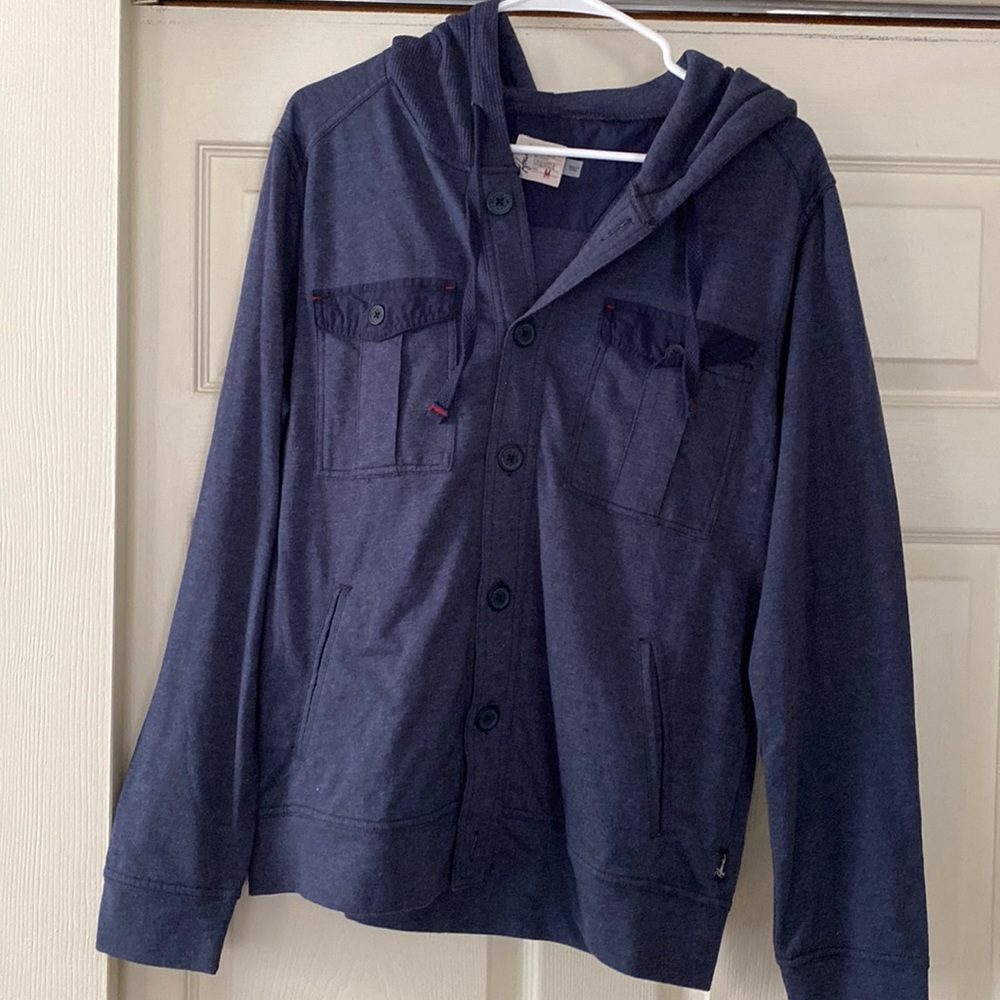 Lightweight button up hooded shirt